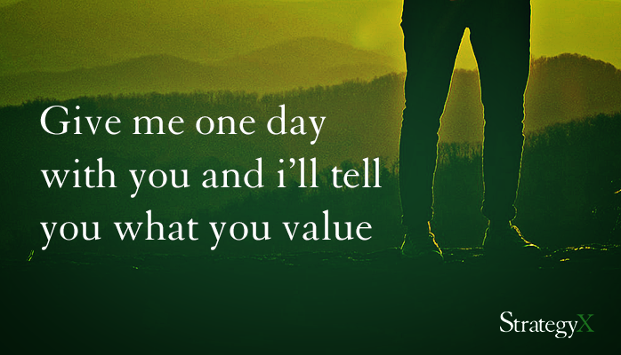 Give me one day with you and i'll tell you what you value