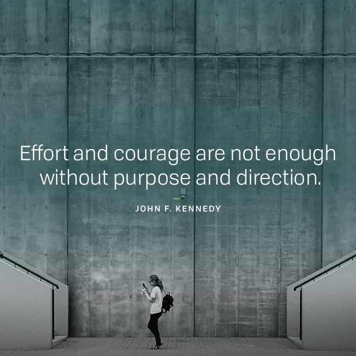 Courage and efforts are lost without direction and purpose